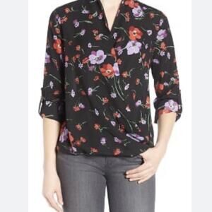 Pleione Floral Wrap Blouse Size Medium